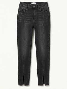 Flying Monkey High Rise Seam Front Raw Hem Skinny Black Denim Jeans Women’s 27